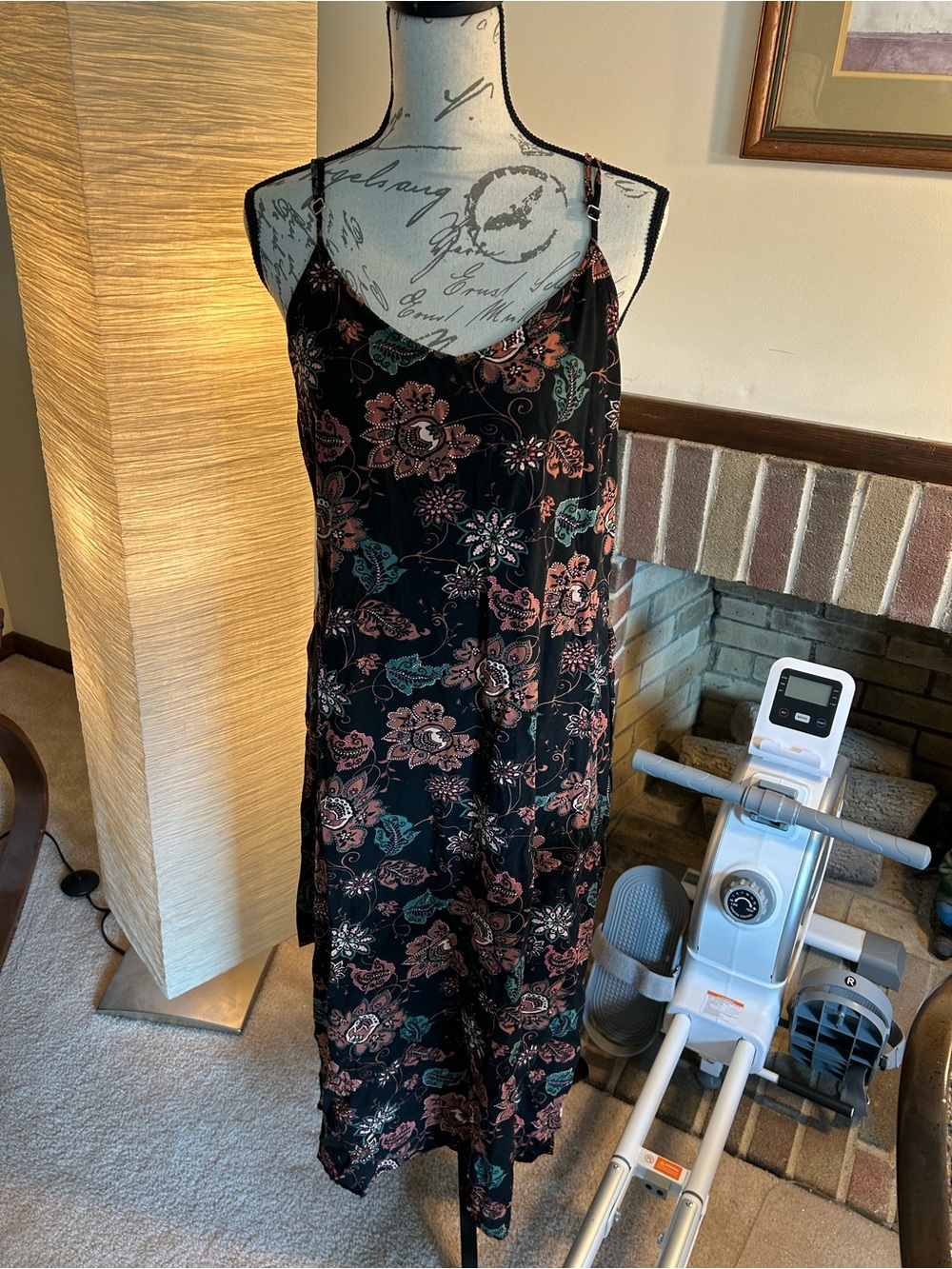 Carve Designs Black Maxi Dress with Rust Floral Print